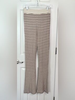 Miou Muse Striped Knit Flared Pants NWOT
